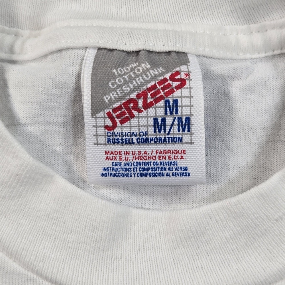 Vintage Jerzees Shirt Mens Medium White Zodiac Cat Dog Graphic 1996 Cartoon Tee - Picture 3 of 8